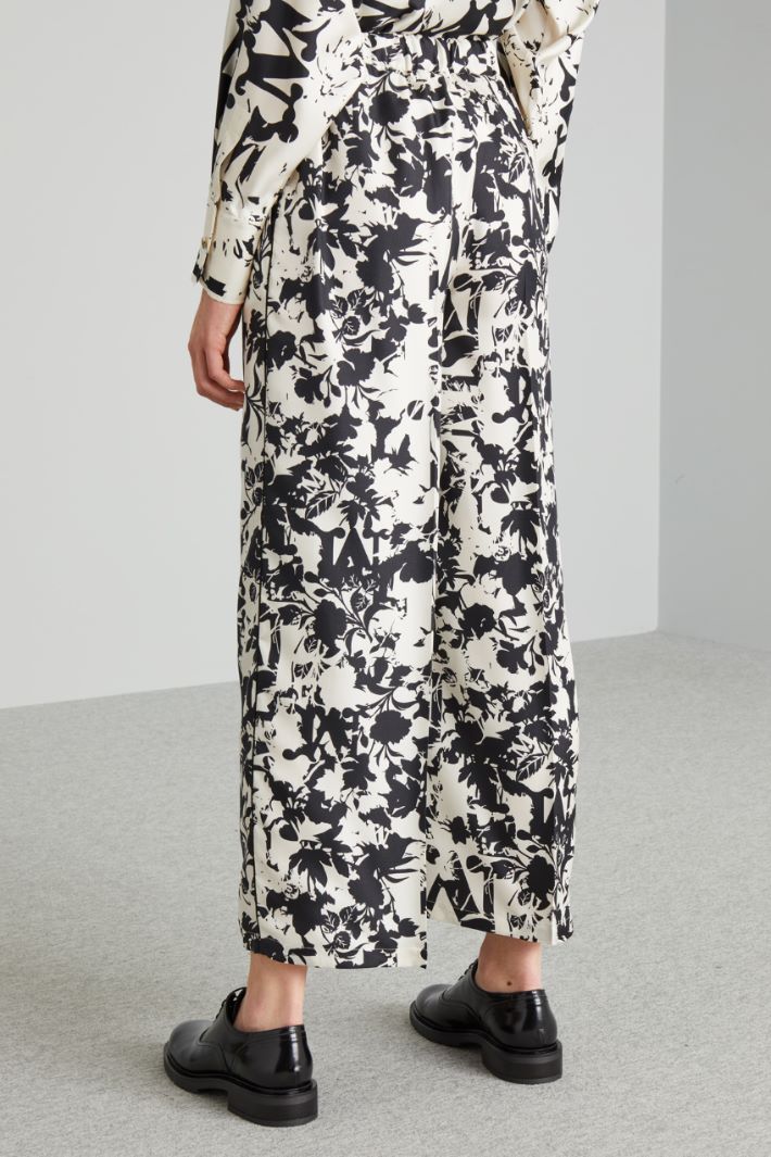 Pantaloni ampi in pura seta - AVORIO NERO - Fashion Market - 4
