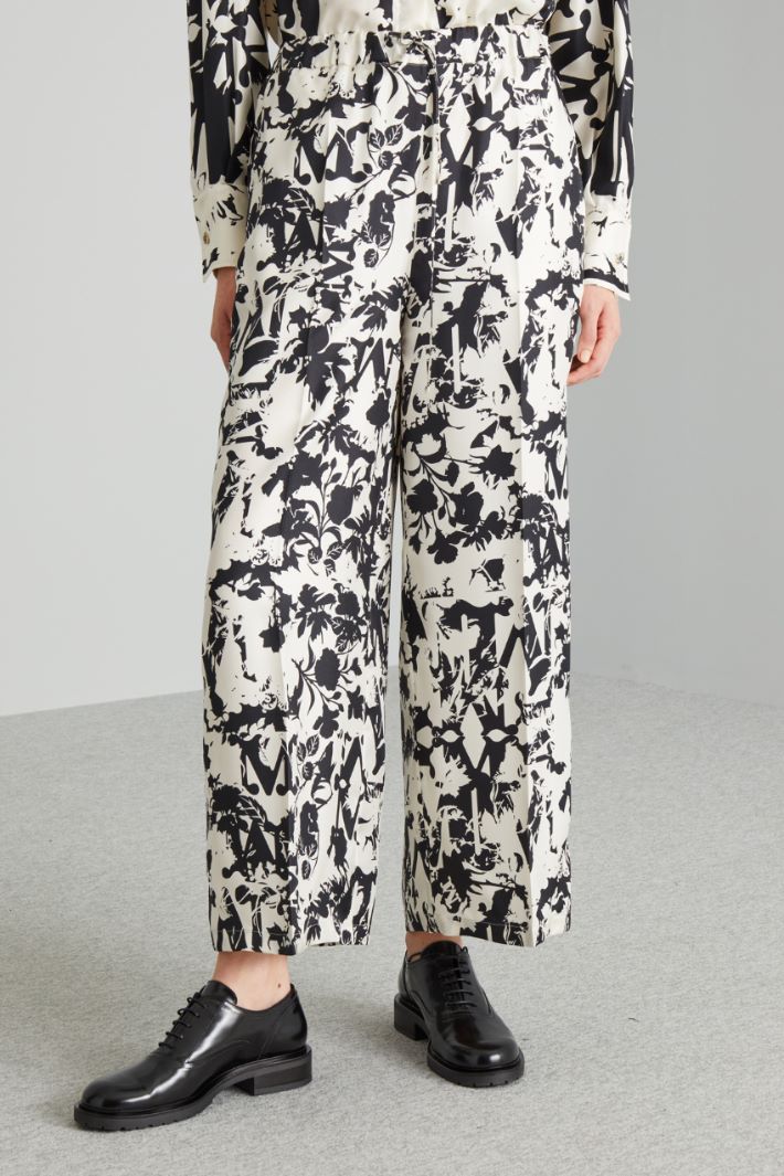 Pantaloni ampi in pura seta - AVORIO NERO - Fashion Market - 2