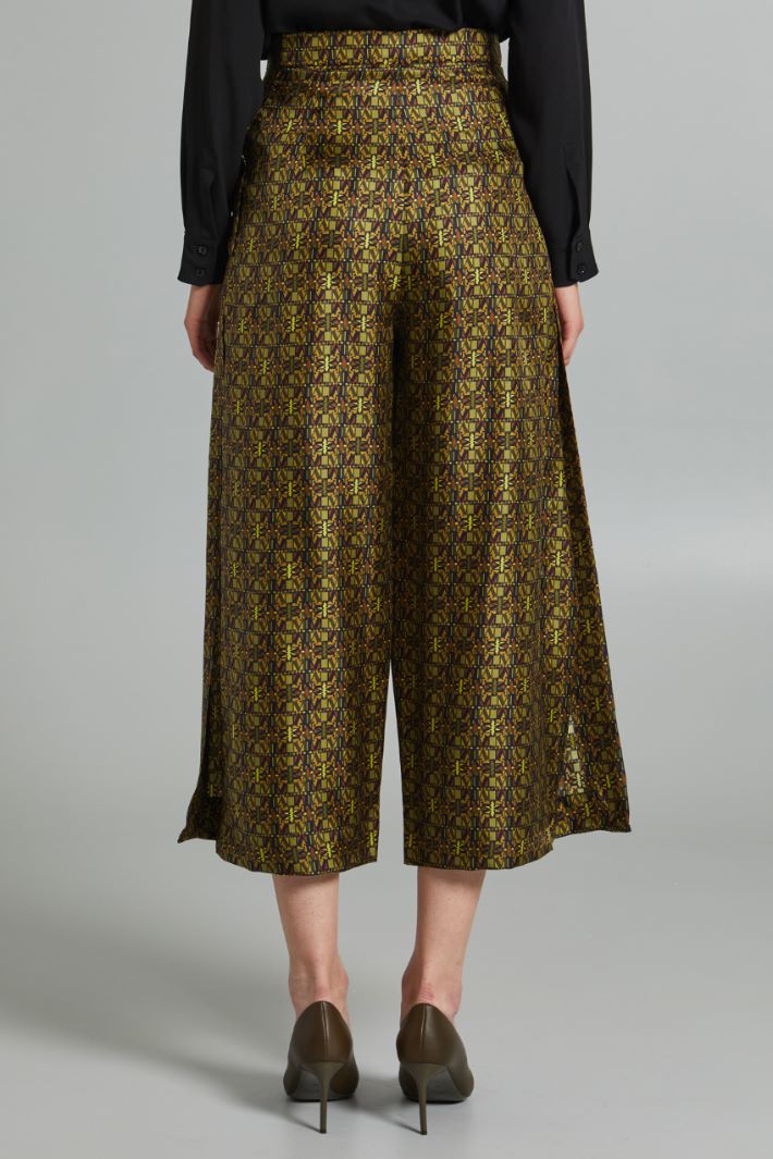 Pantaloni in seta con spacchi - VERDE OLIVA - Fashion Market - 4