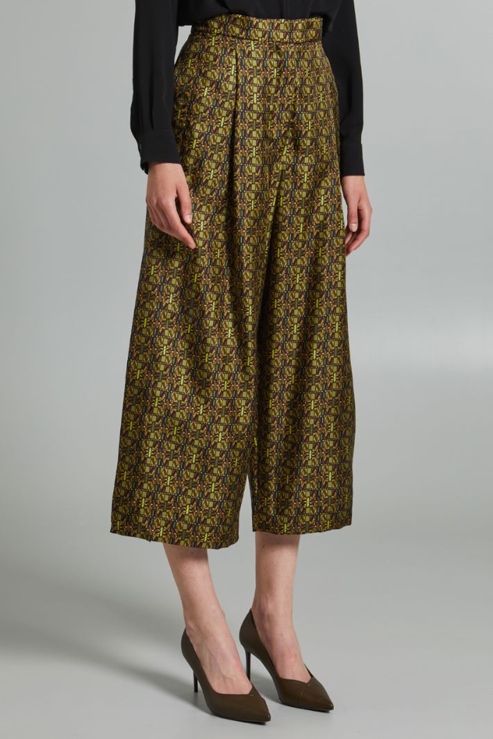 Pantaloni in seta con spacchi - VERDE OLIVA - Fashion Market - 2