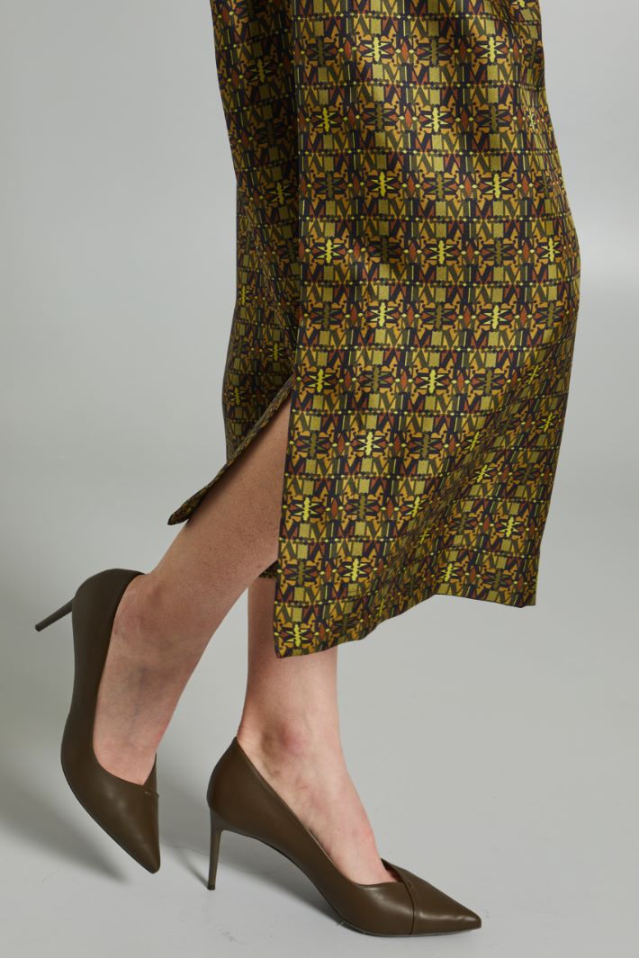 Pantaloni in seta con spacchi - VERDE OLIVA - Fashion Market - 3