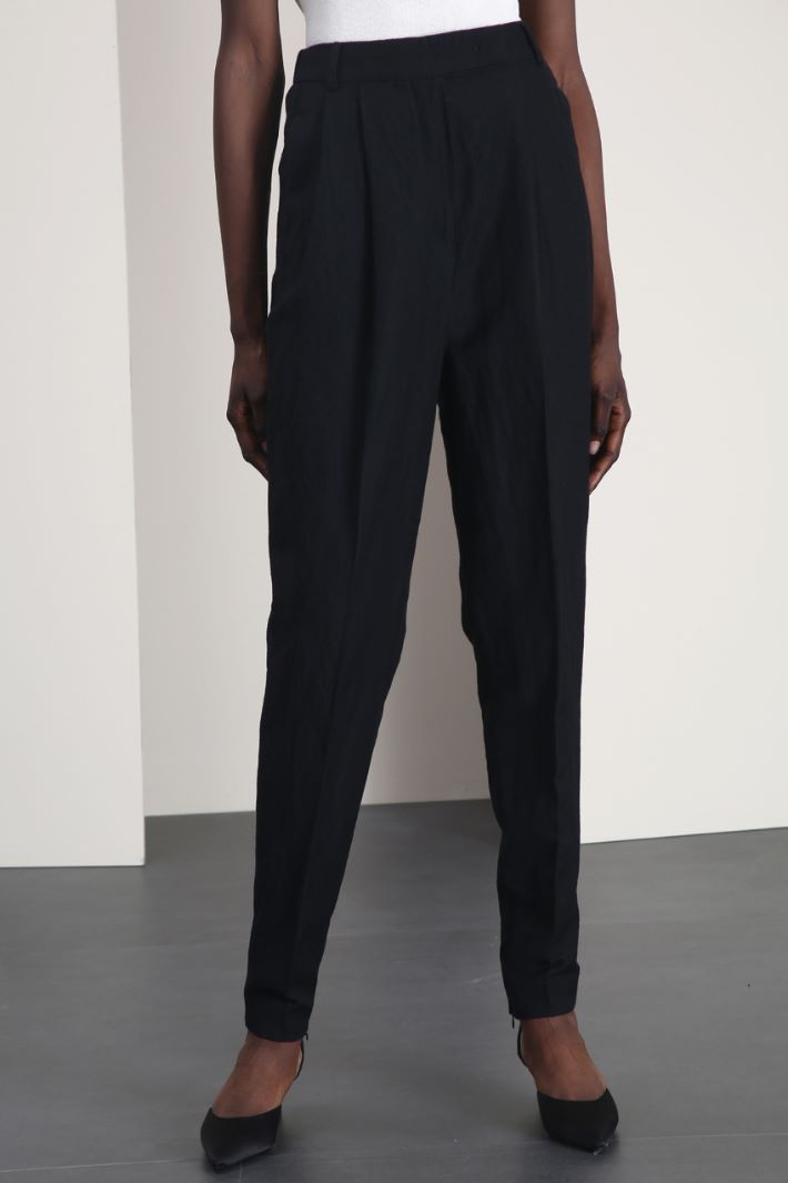 Pantalone baggy in misto lana - NERO - Fashion Market - 4