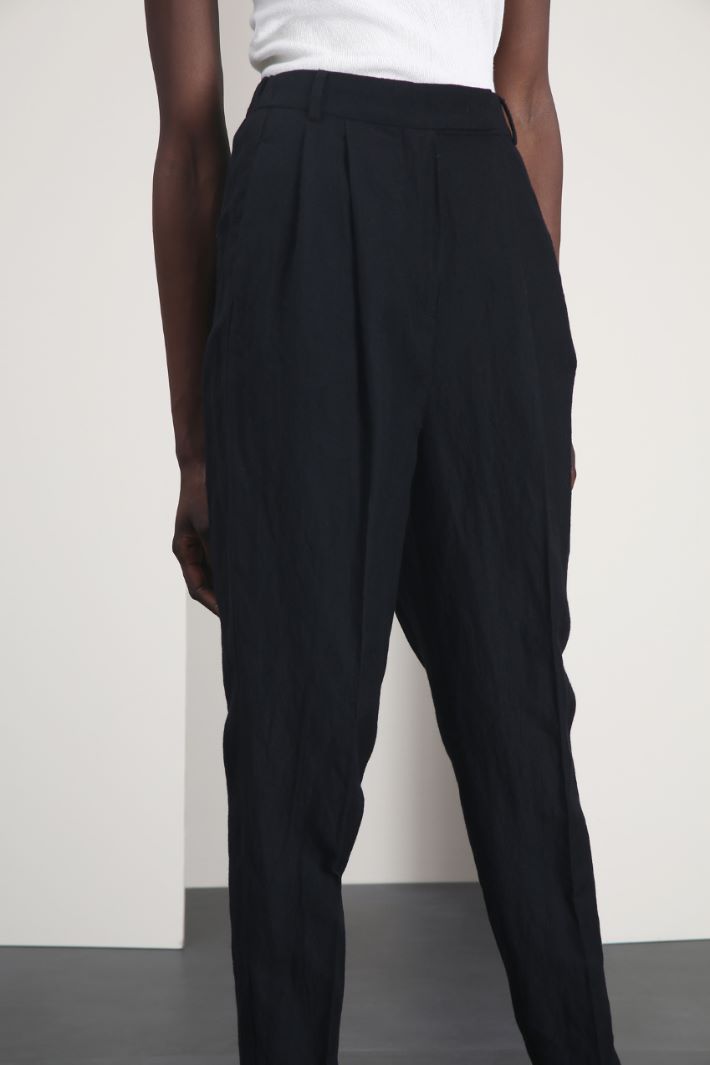 Pantalone baggy in misto lana - NERO - Fashion Market - 3