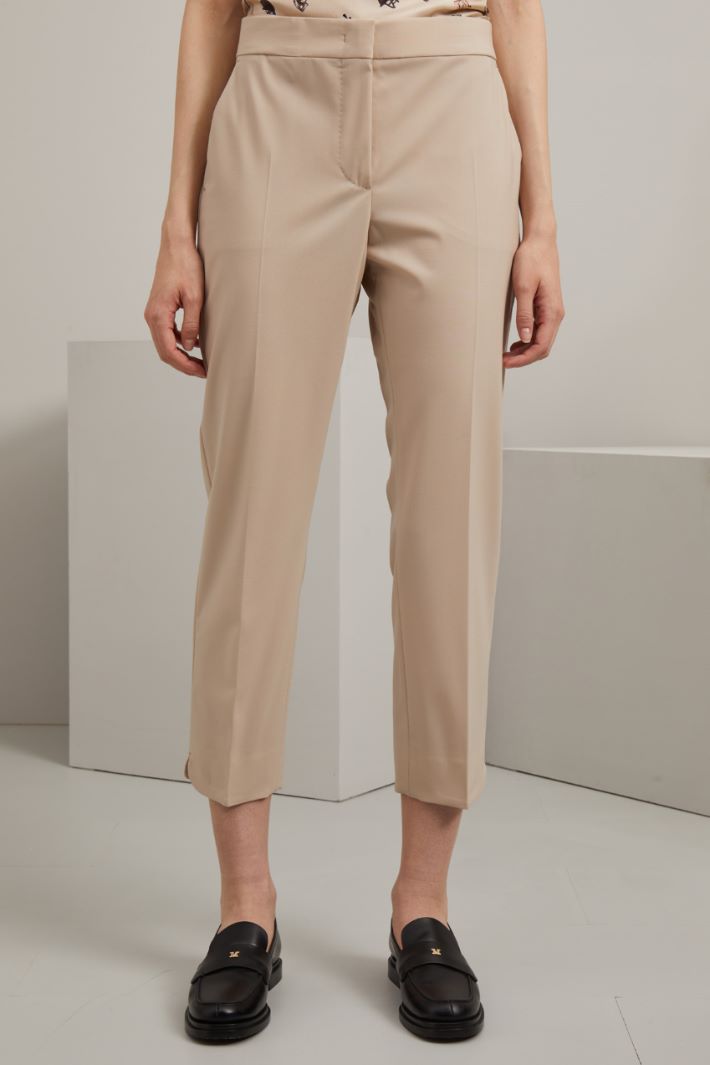 Pantalone a sigaretta in lana - BEIGE - Fashion Market - 2