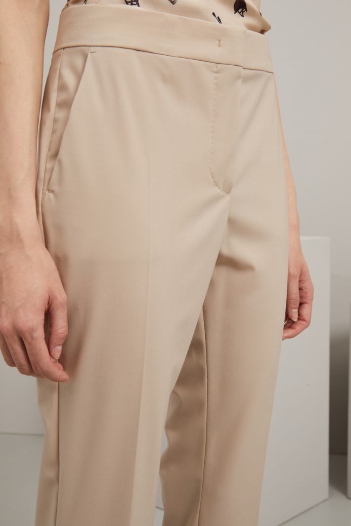 Pantalone a sigaretta in lana - BEIGE - Fashion Market - 3
