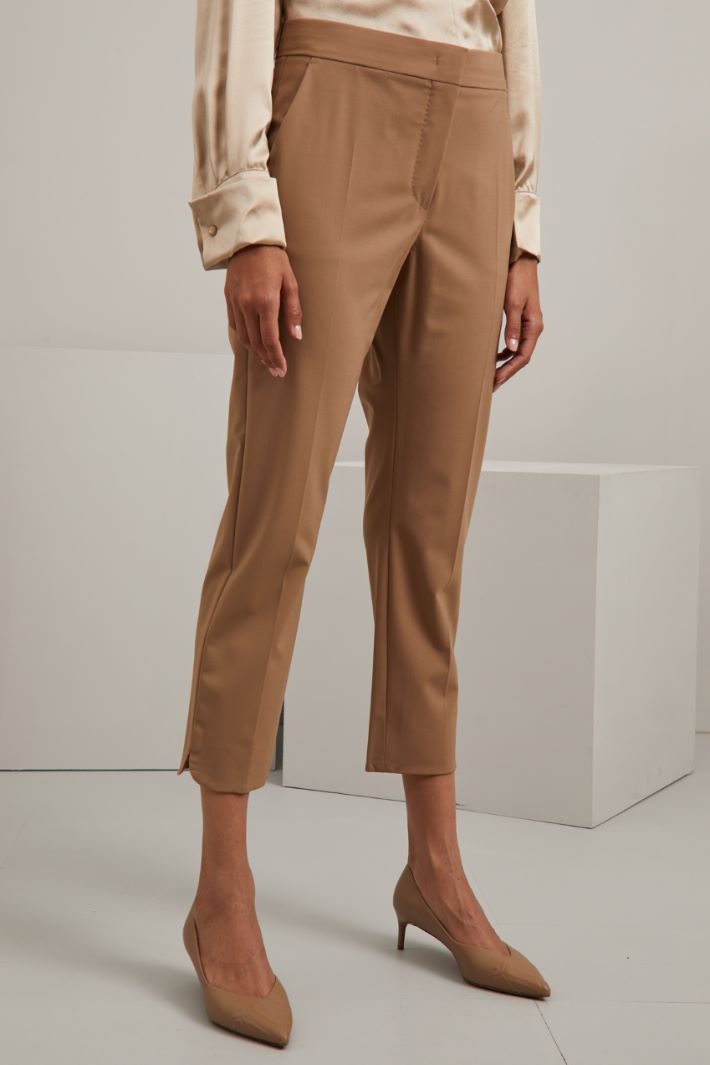Pantalone a sigaretta in lana - NOCCIOLA - Fashion Market - 2