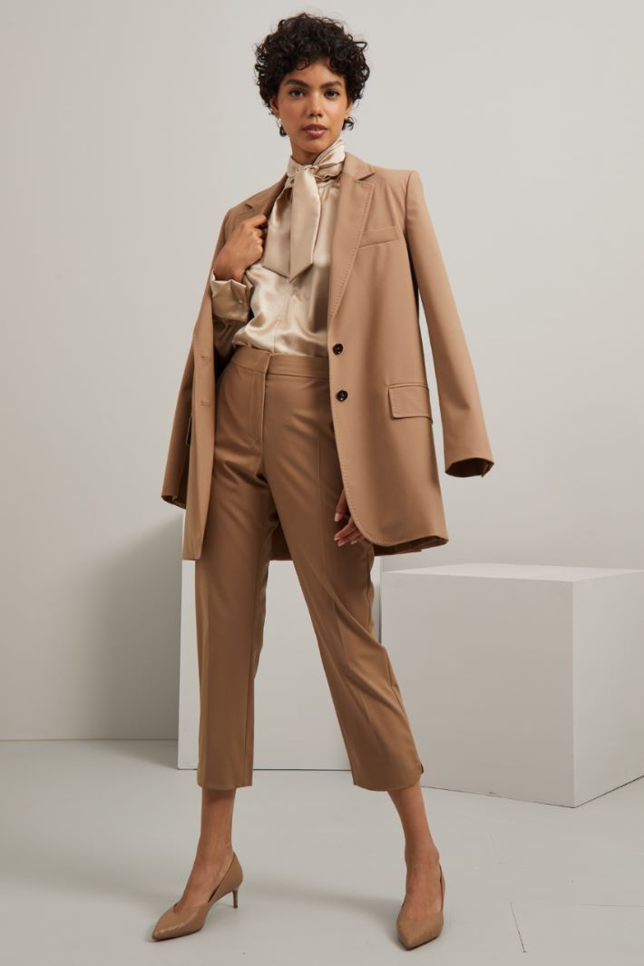 Pantalone a sigaretta in lana - NOCCIOLA - Fashion Market