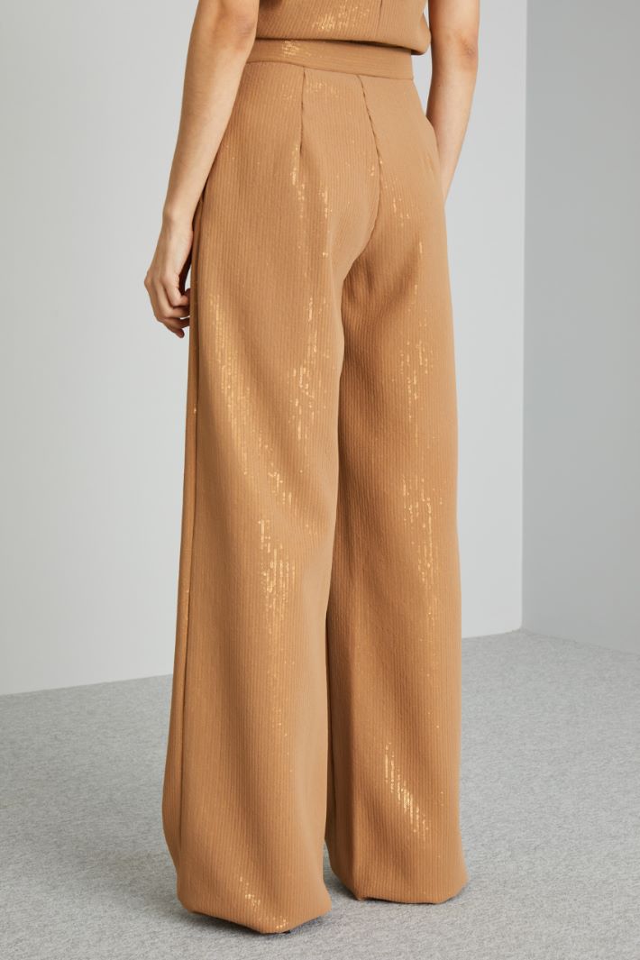 Pantaloni ampi con paillettes - CAMMELLO - Fashion Market - 4