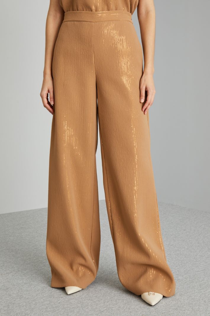 Pantaloni ampi con paillettes - CAMMELLO - Fashion Market - 2