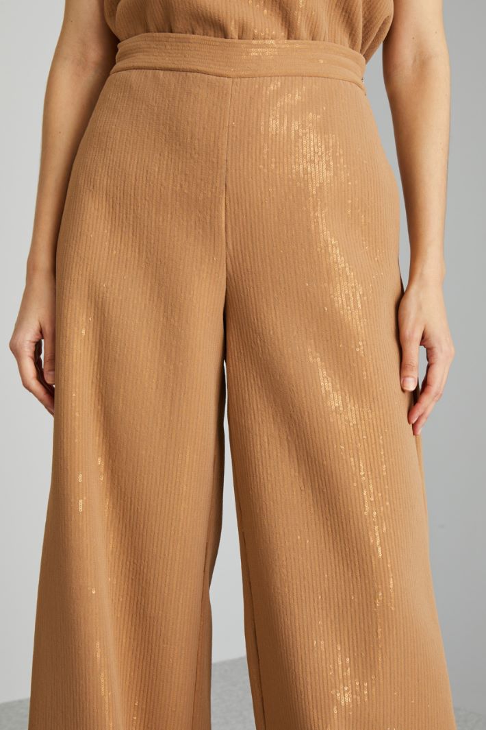 Pantaloni ampi con paillettes - CAMMELLO - Fashion Market - 3