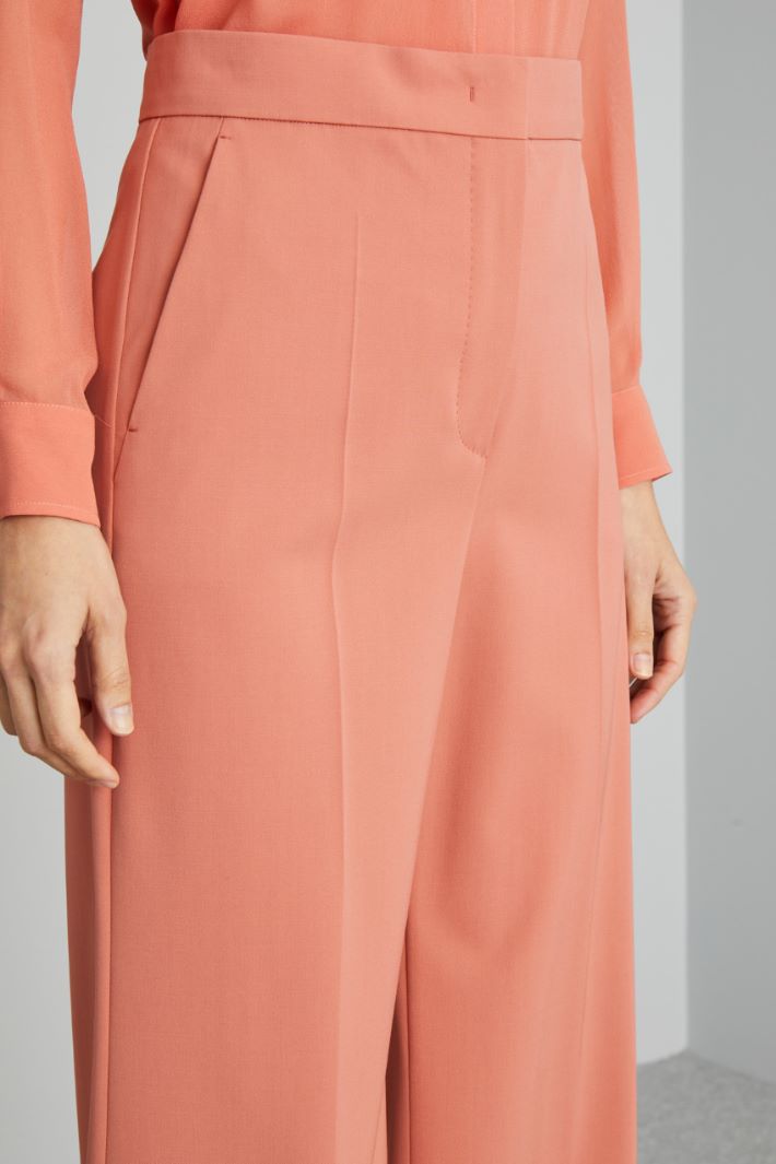 Pantalone a vita alta in lana - SALMONE - Fashion Market - 3