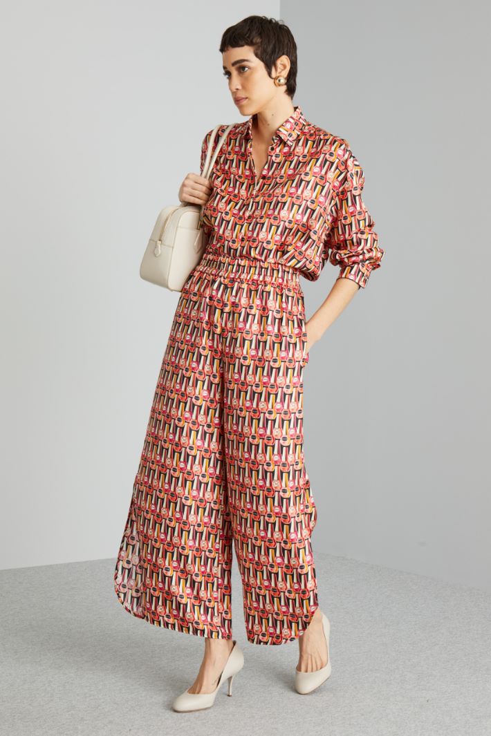 Pantaloni in twill a fantasia - ROSA NERO - Fashion Market