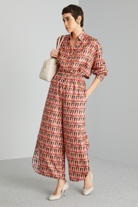 Pantaloni in twill a fantasia - Fashion Market