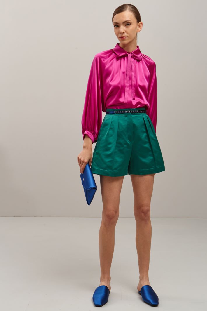 Shorts in duchesse - VERDE SMERALDO - Fashion Market