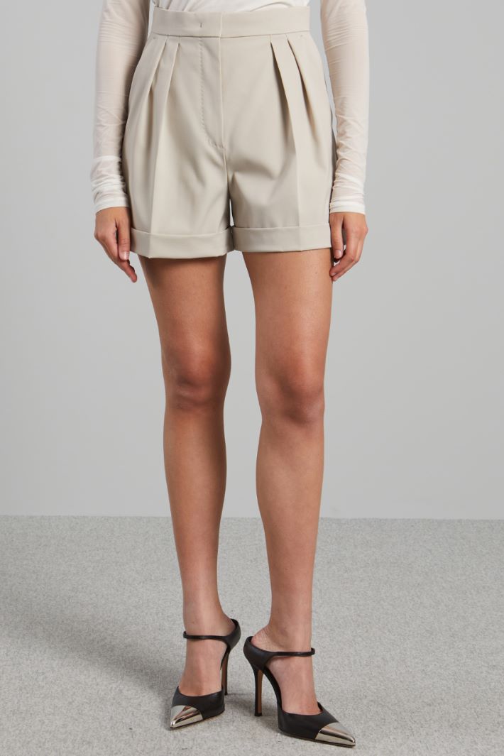 Shorts in gabardina di lana - ECRU - Fashion Market - 2