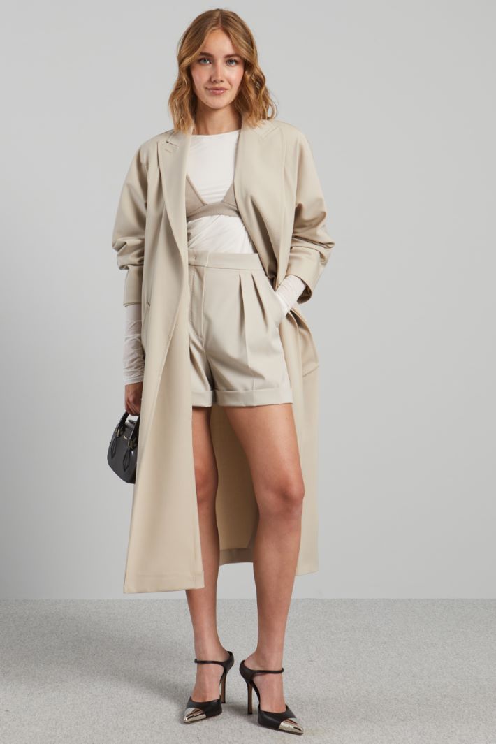 Shorts in gabardina di lana - ECRU - Fashion Market