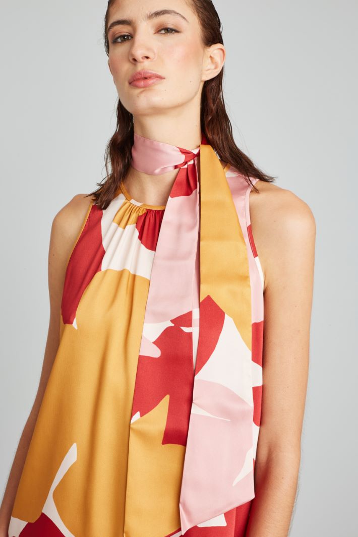 Top smanicato in twill - ROSSO ROSA SENAPE - Fashion Market - 3