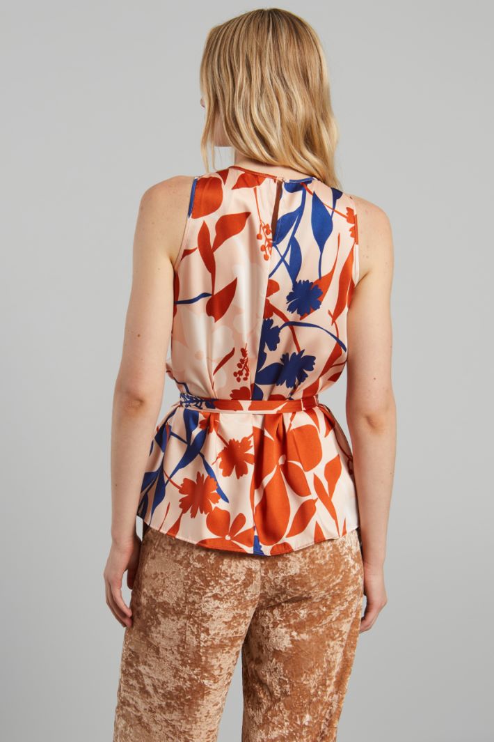 Top smanicato in twill - ROSA TERRACOTTA BLU - Fashion Market - 4