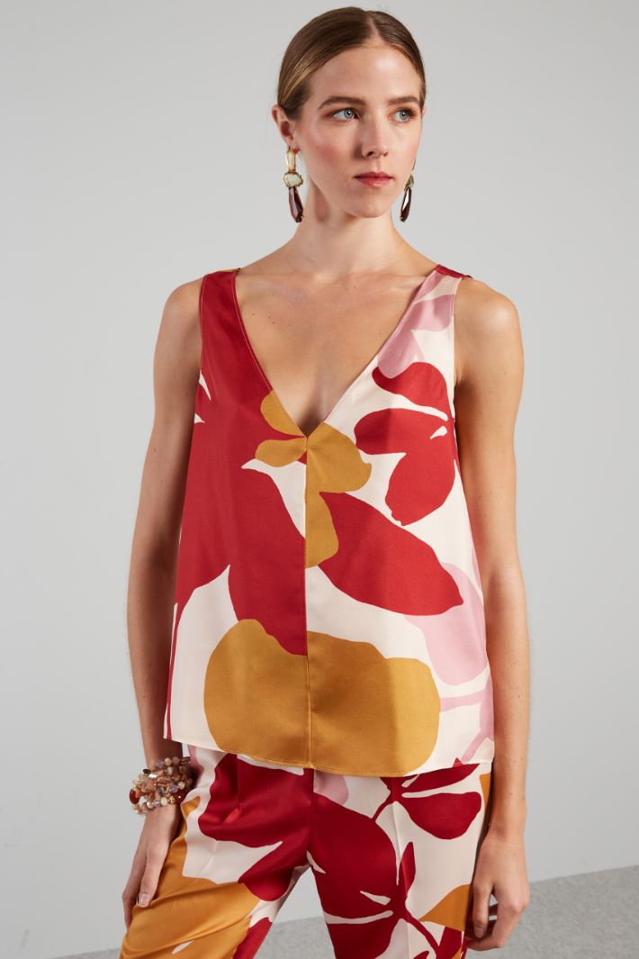 Top in twill con fiocco - FRAGOLA SENAPE AVORIO - Fashion Market - 2