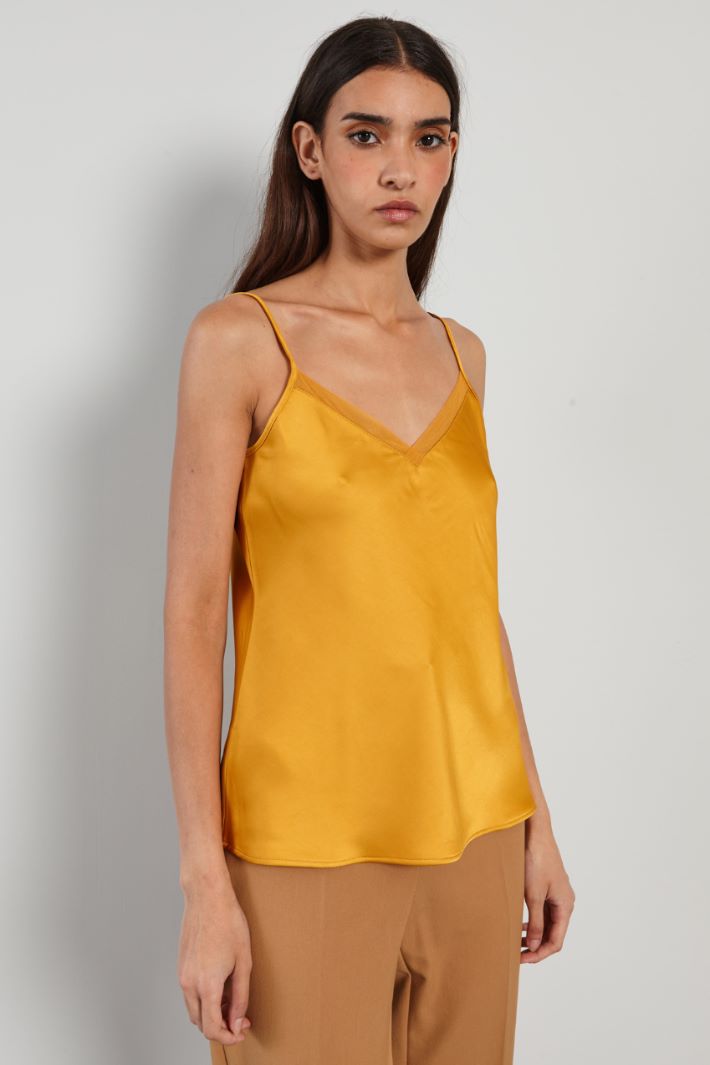 Top con bordo in tulle - GIALLO ZAFFERANO - Fashion Market - 2