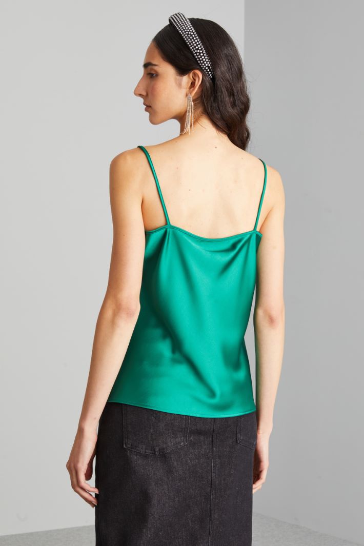 Top con bordo in tulle - VERDE SMERALDO - Fashion Market - 4