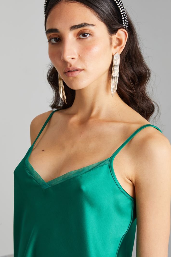 Top con bordo in tulle - VERDE SMERALDO - Fashion Market - 3