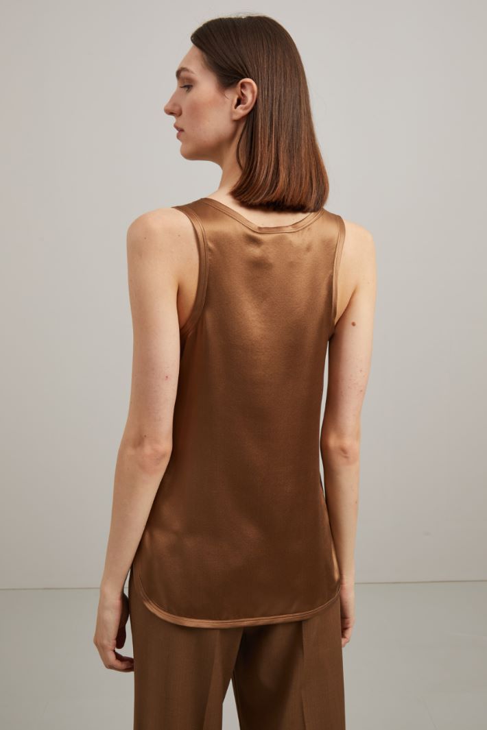 Top in raso di pura seta - BRONZO - Fashion Market - 4