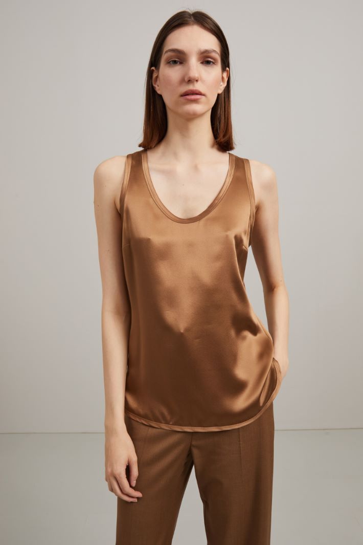 Top in raso di pura seta - BRONZO - Fashion Market - 2