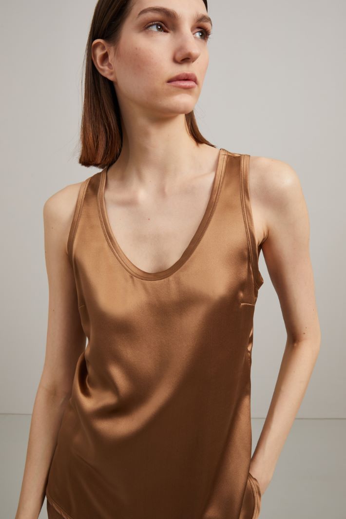 Top in raso di pura seta - BRONZO - Fashion Market - 3