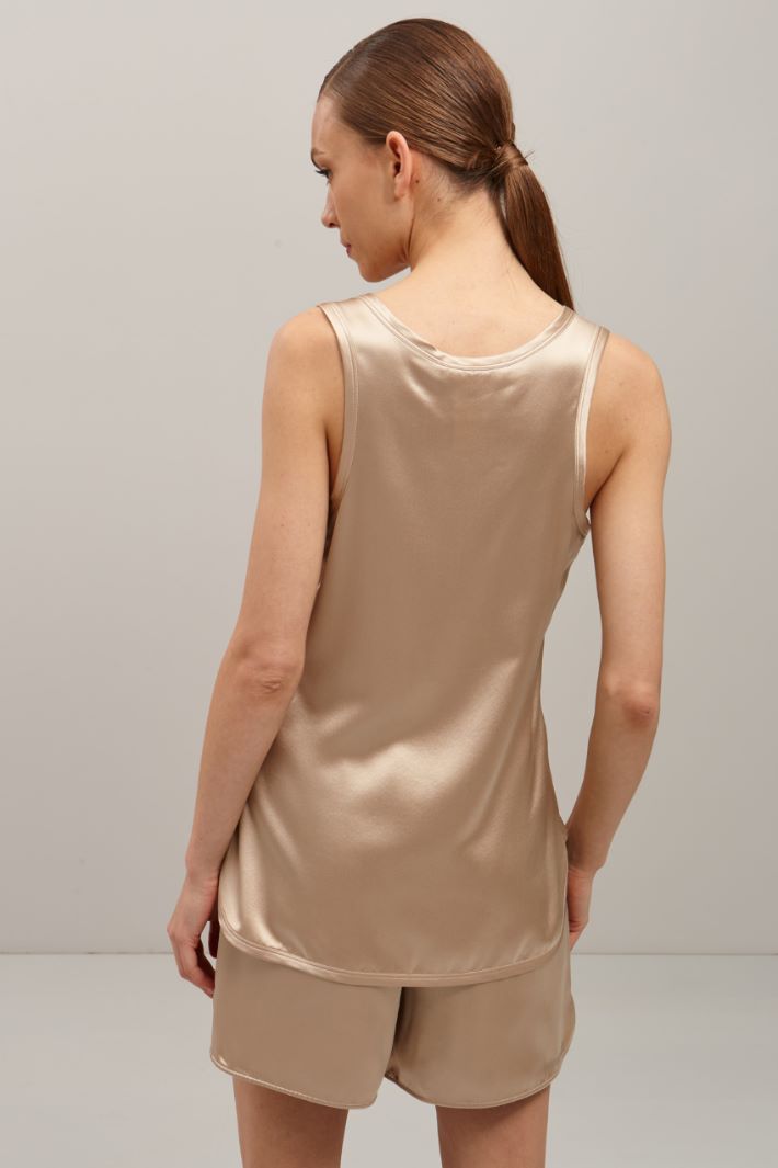 Top in raso di pura seta - CHAMPAGNE - Fashion Market - 4