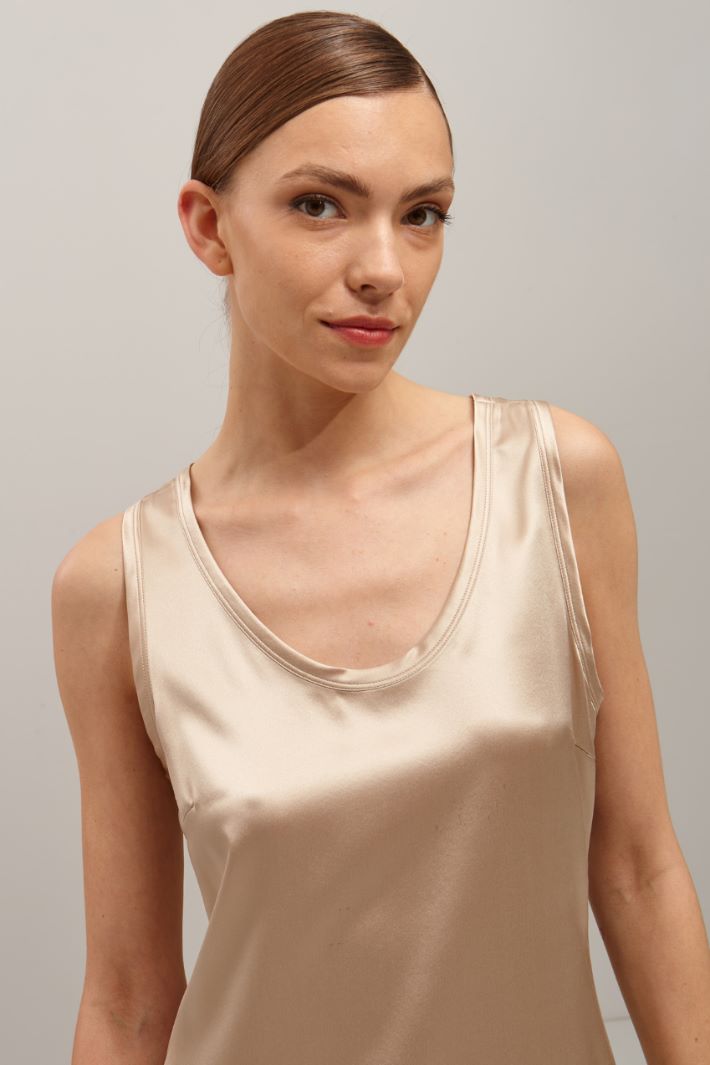 Top in raso di pura seta - CHAMPAGNE - Fashion Market - 3