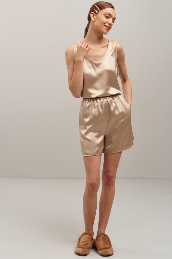 Top in raso di pura seta - CHAMPAGNE - Fashion Market