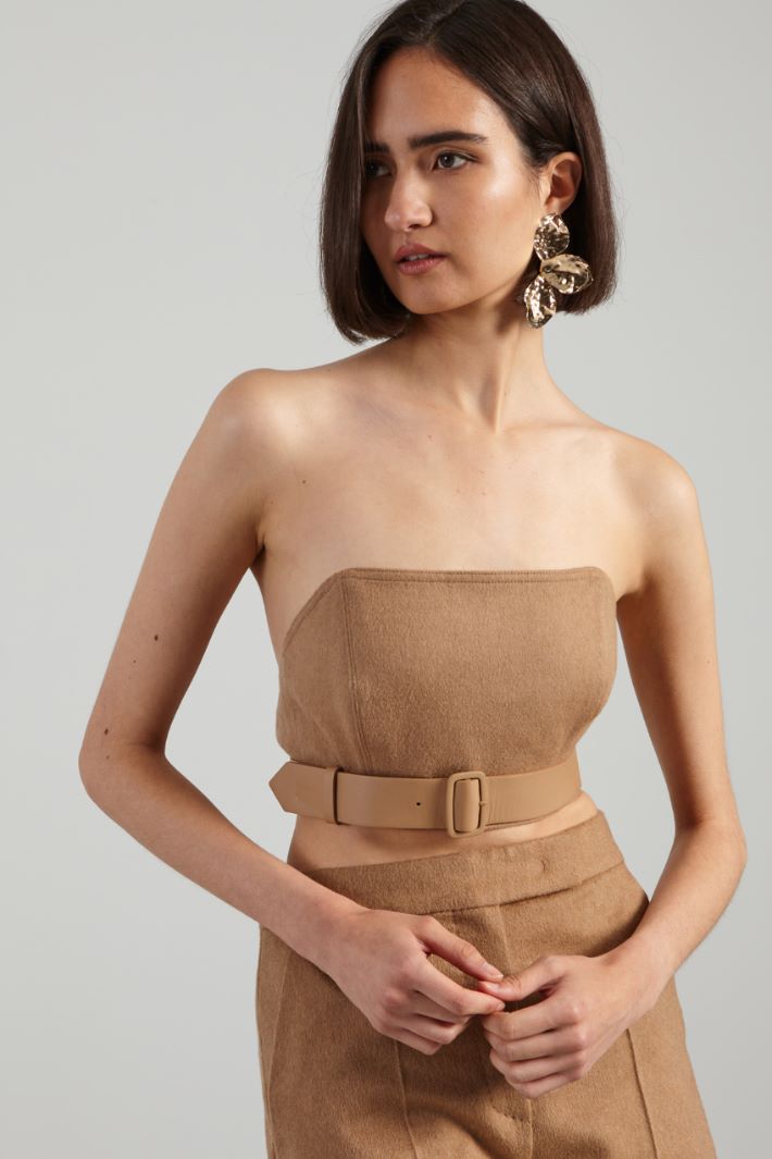 Top a bustino in cammello - CAMMELLO - Fashion Market - 2