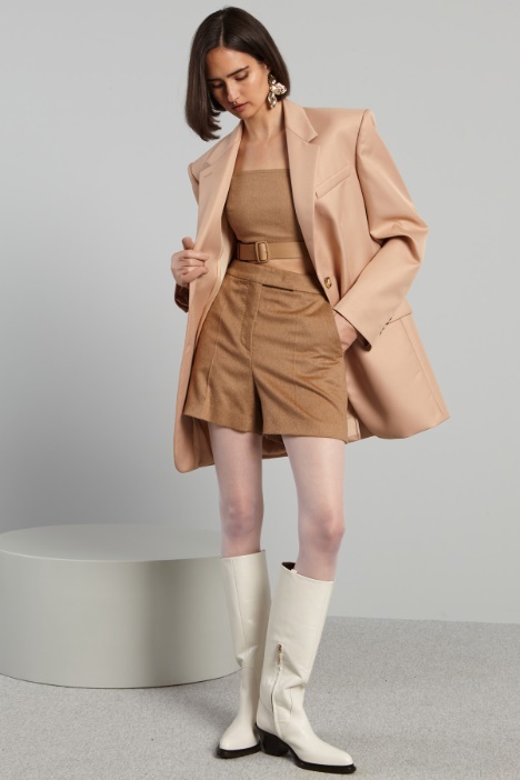 Top a bustino in cammello - Fashion Market