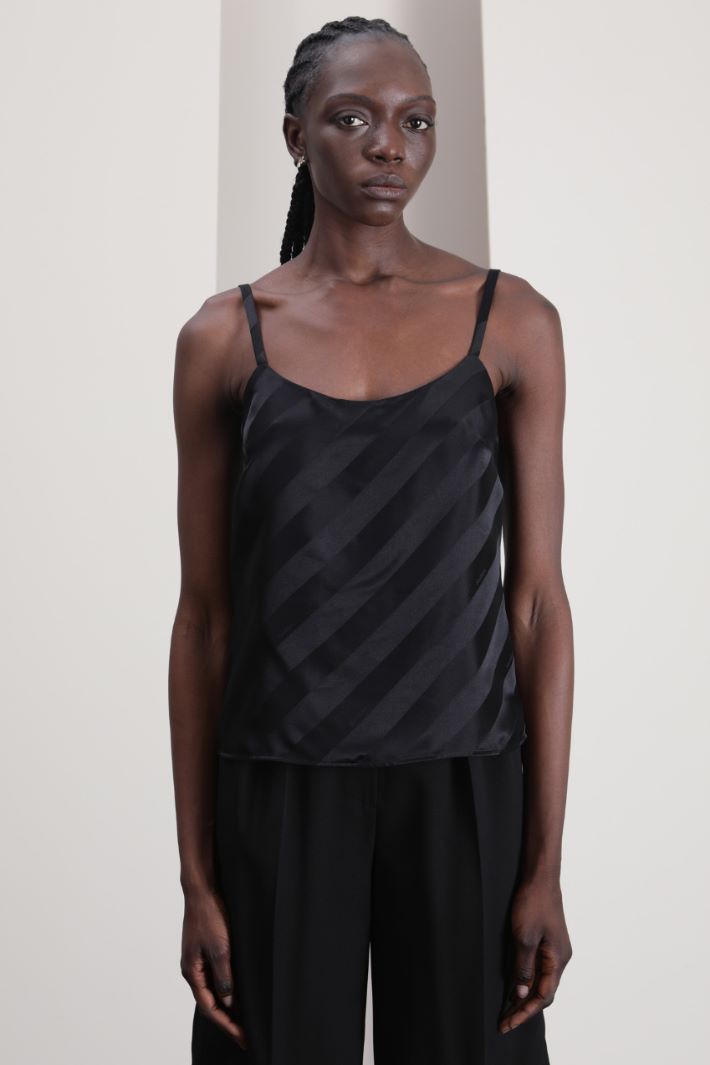 Top in raso di pura seta - NERO - Fashion Market - 4