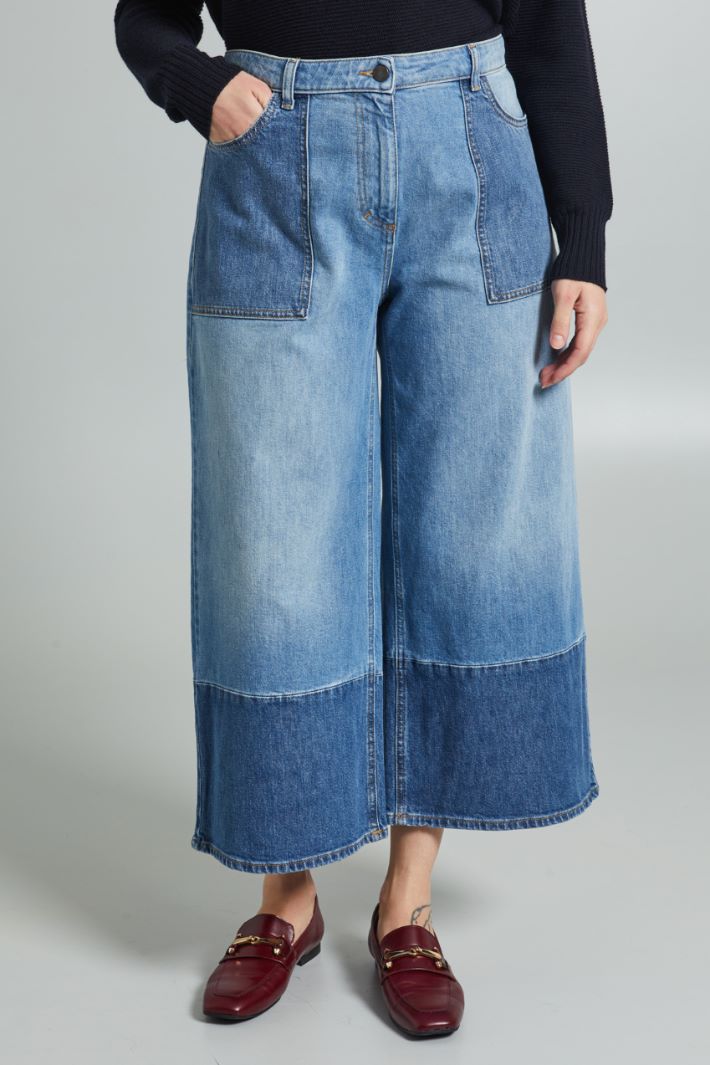 Jeans cropped ampi - AZZURRO DENIM - Fashion Market - 2