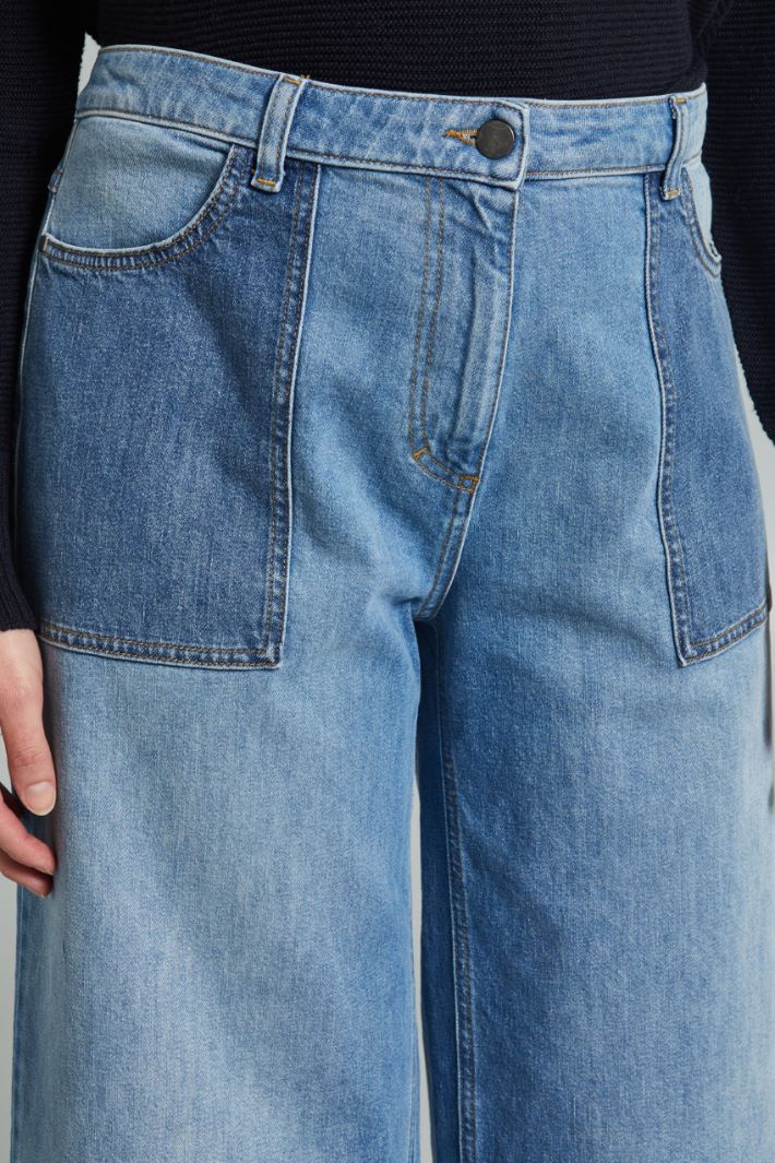 Jeans cropped ampi - AZZURRO DENIM - Fashion Market - 3