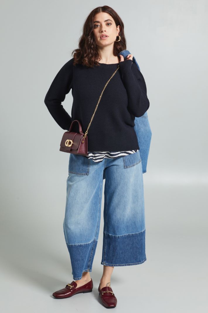 Jeans cropped ampi - AZZURRO DENIM - Fashion Market