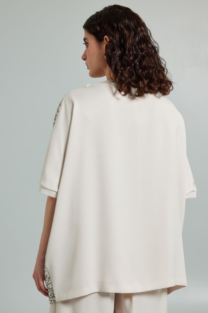 Top morbido con paillettes - AVORIO ARGENTO - Fashion Market - 4