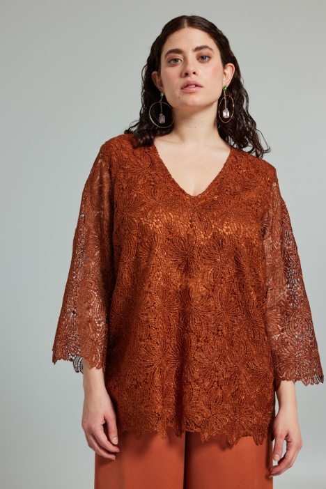 Top in pizzo con scollo a V - Fashion Market