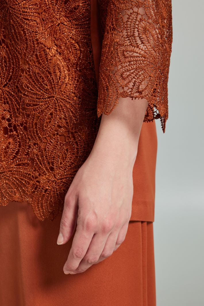 Top in pizzo con scollo a V - TERRACOTTA - Fashion Market - 3