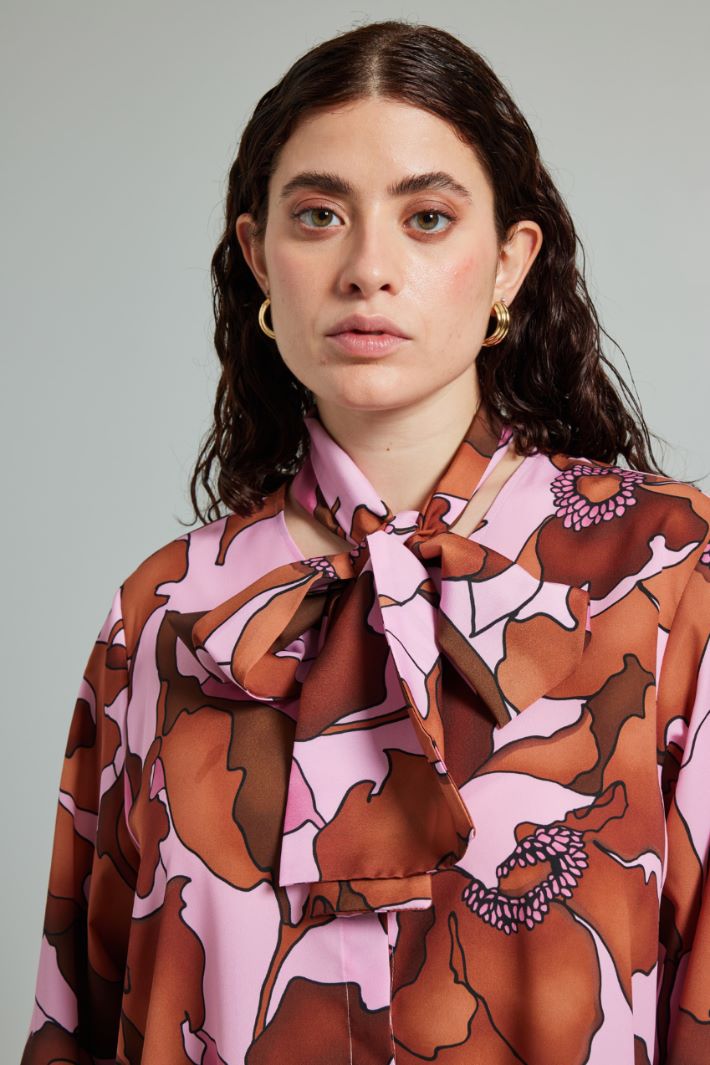 Blusa con collo a foulard - ROSA TERRACOTTA - Fashion Market - 3
