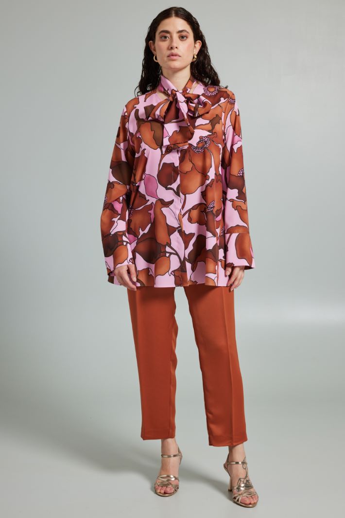 Blusa con collo a foulard - ROSA TERRACOTTA - Fashion Market