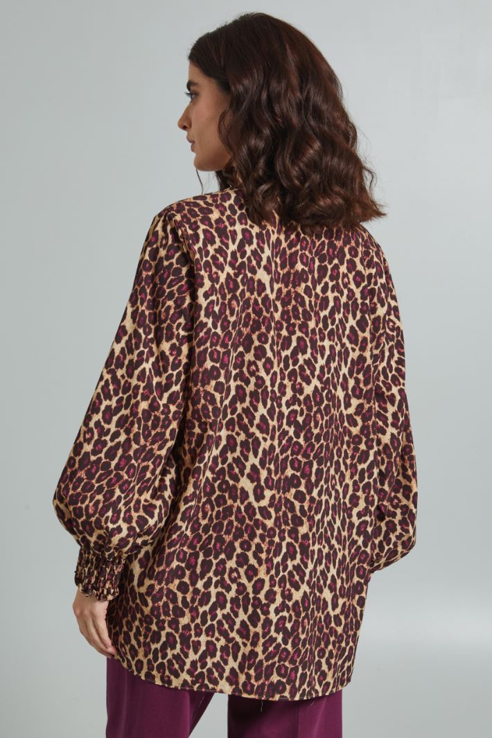 Blusa con foulard - BEIGE MARRONE CICLAMINO - Fashion Market - 4