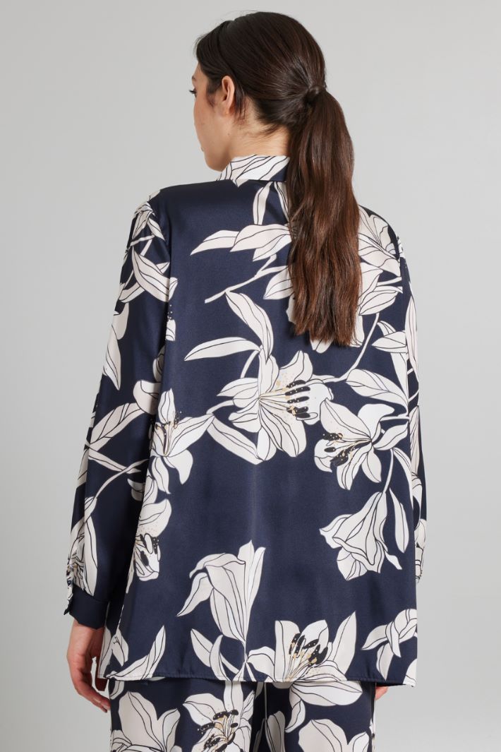 Camicia in twill stampato - BLU NOTTE BIANCO - Fashion Market - 4