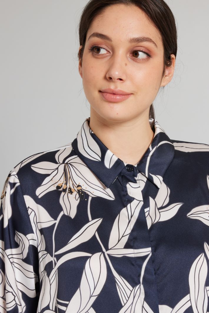 Camicia in twill stampato - BLU NOTTE BIANCO - Fashion Market - 3