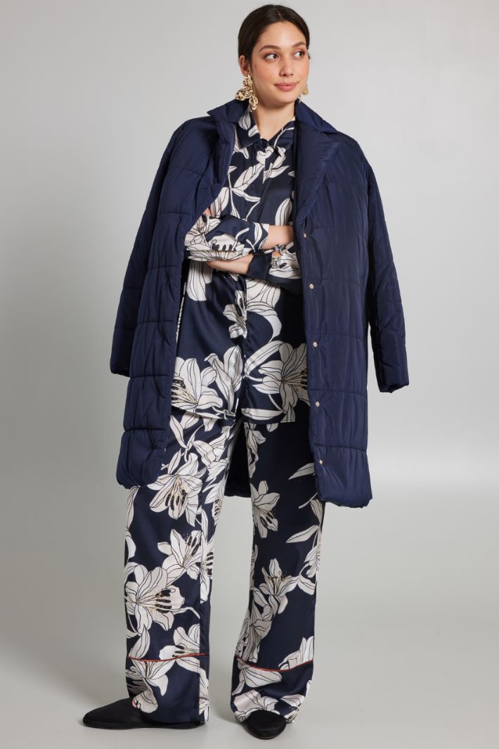 Camicia in twill stampato - BLU NOTTE BIANCO - Fashion Market