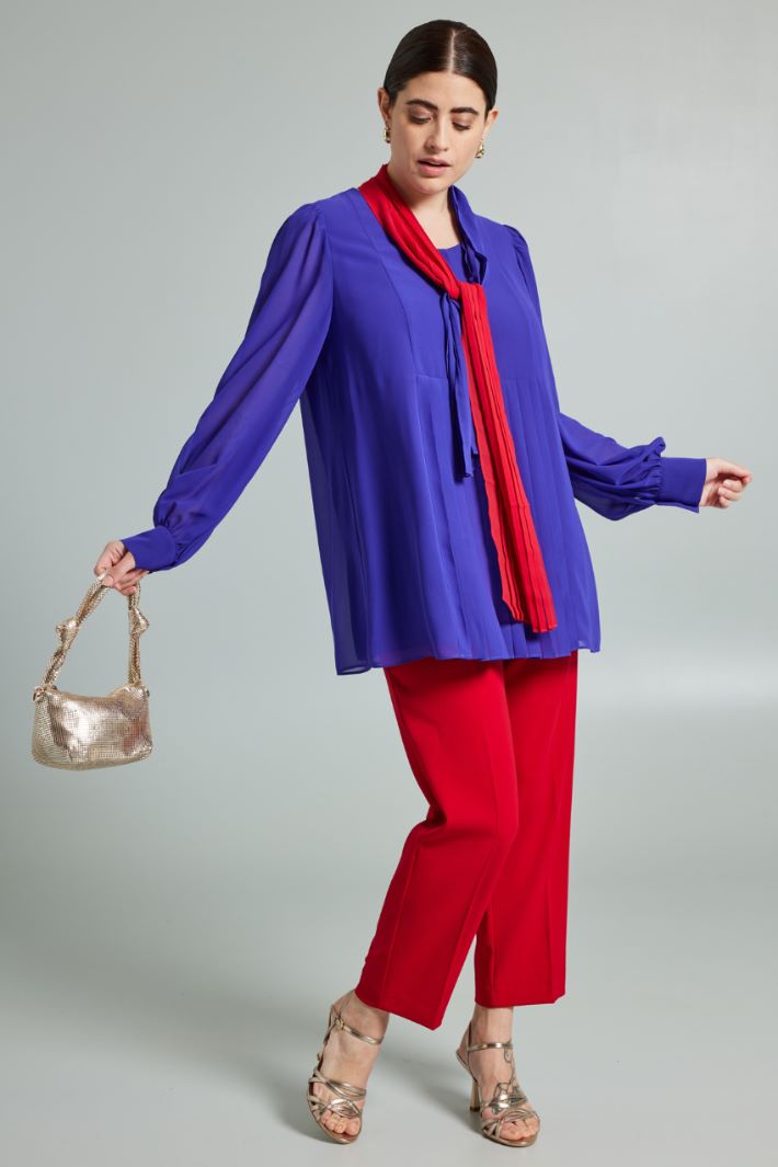 Blusa con motivo plissè - VIOLA ROSSO - Fashion Market
