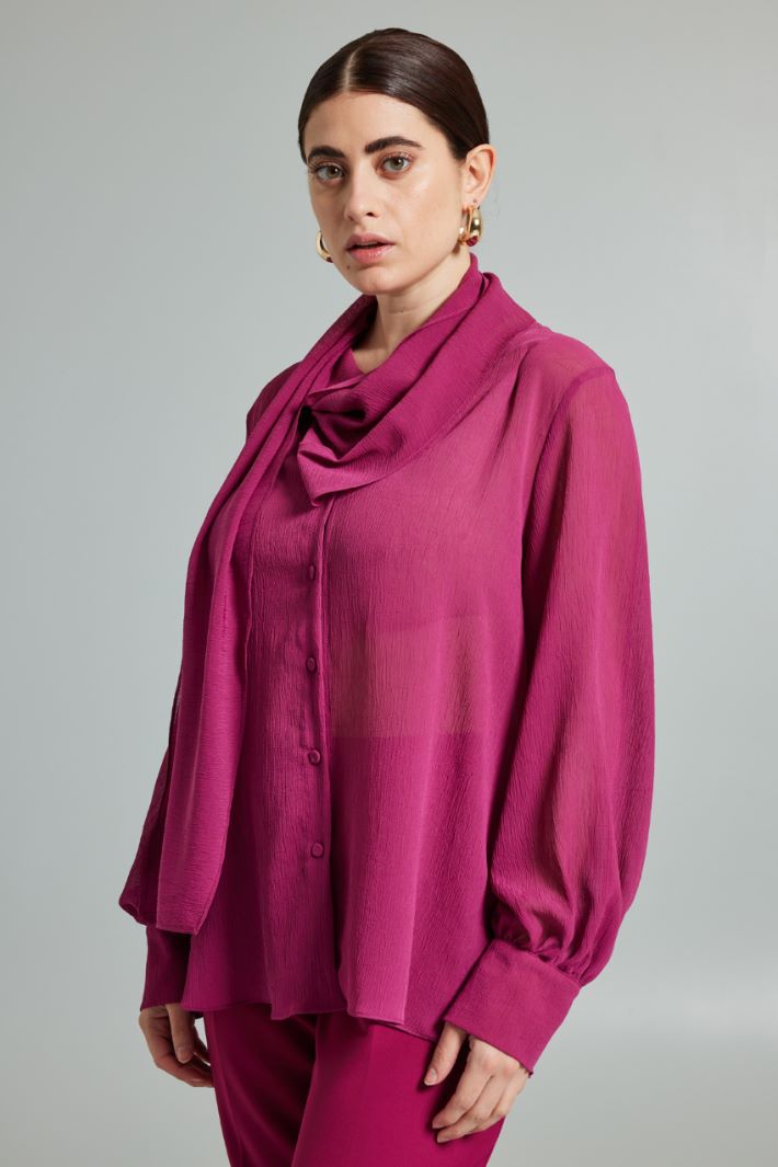 Blusa con maxi foulard - CICLAMINO - Fashion Market - 2