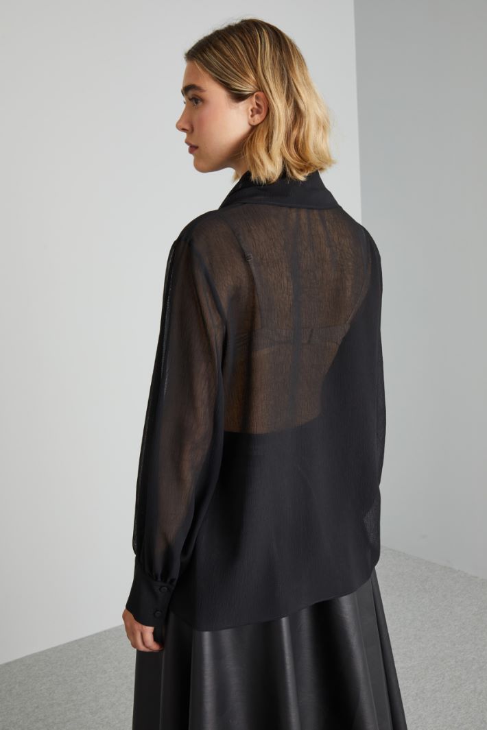 Blusa con maxi foulard - NERO - Fashion Market - 4